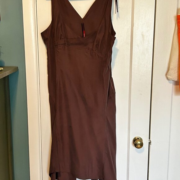 Ana Nonza Chocolate Brown Silk Slip Dress L - Picture 5 of 12